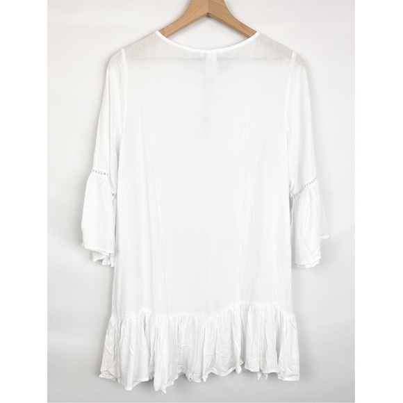 Draper James Oversized Shirt Dress Coverup Boho Peasant Hippie Tunic Top White S - Picture 6 of 10